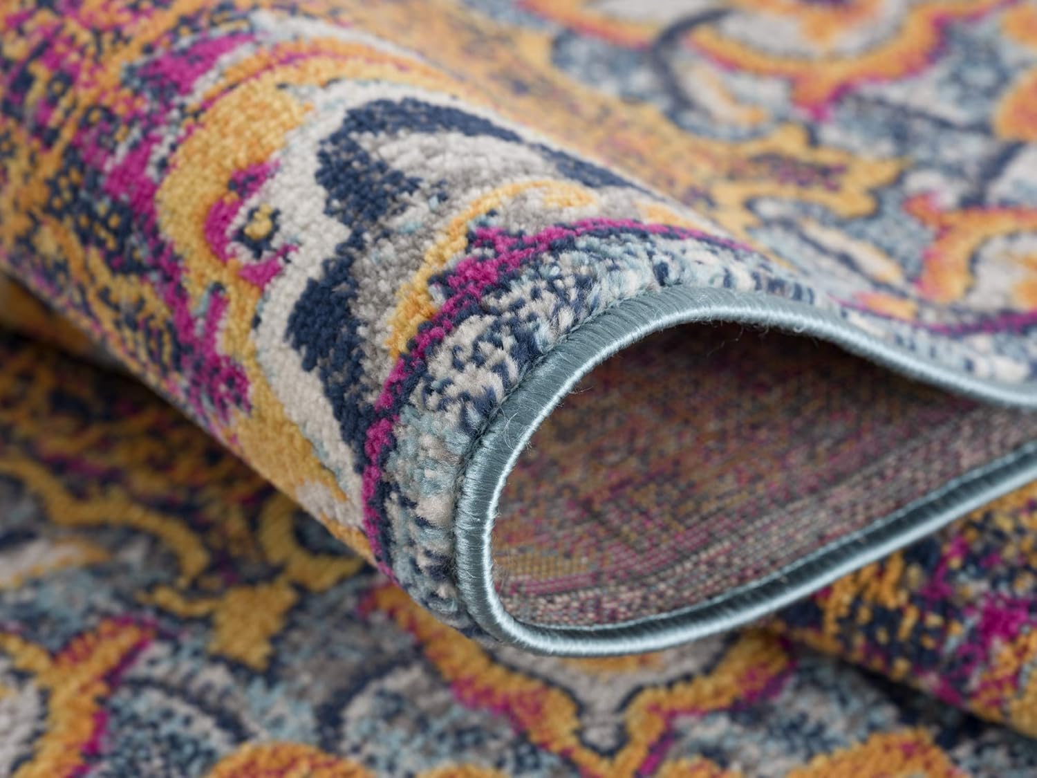 Savannah – Tapete moderno y bohemio para interiores, color azul óxido, para sala de estar, dormitorio y cocina, 2 x 5 pies (2 pies 3 pulgadas x 4