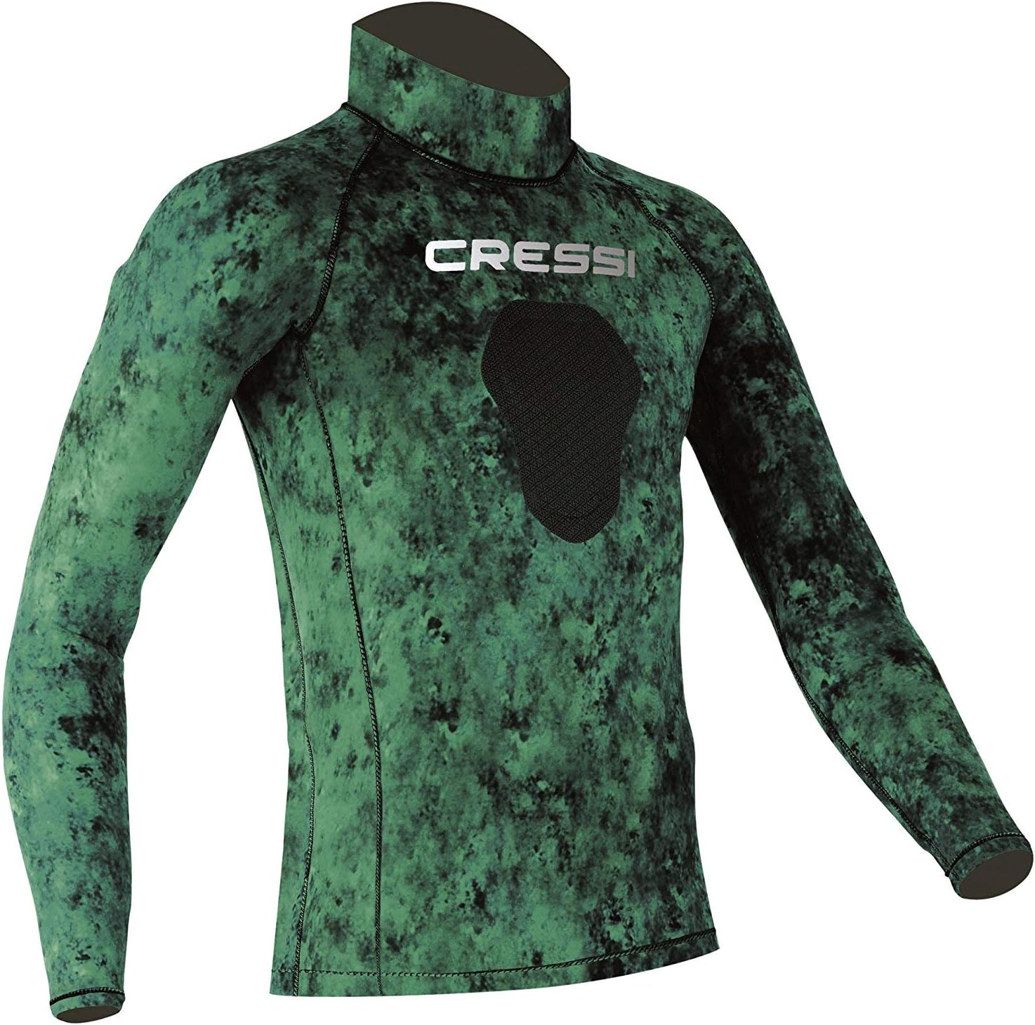 Cressi Protector de erupción de camuflaje para buceo Videomakers y pesca submarina – Cuello redondo – consigue el equipo Hunter