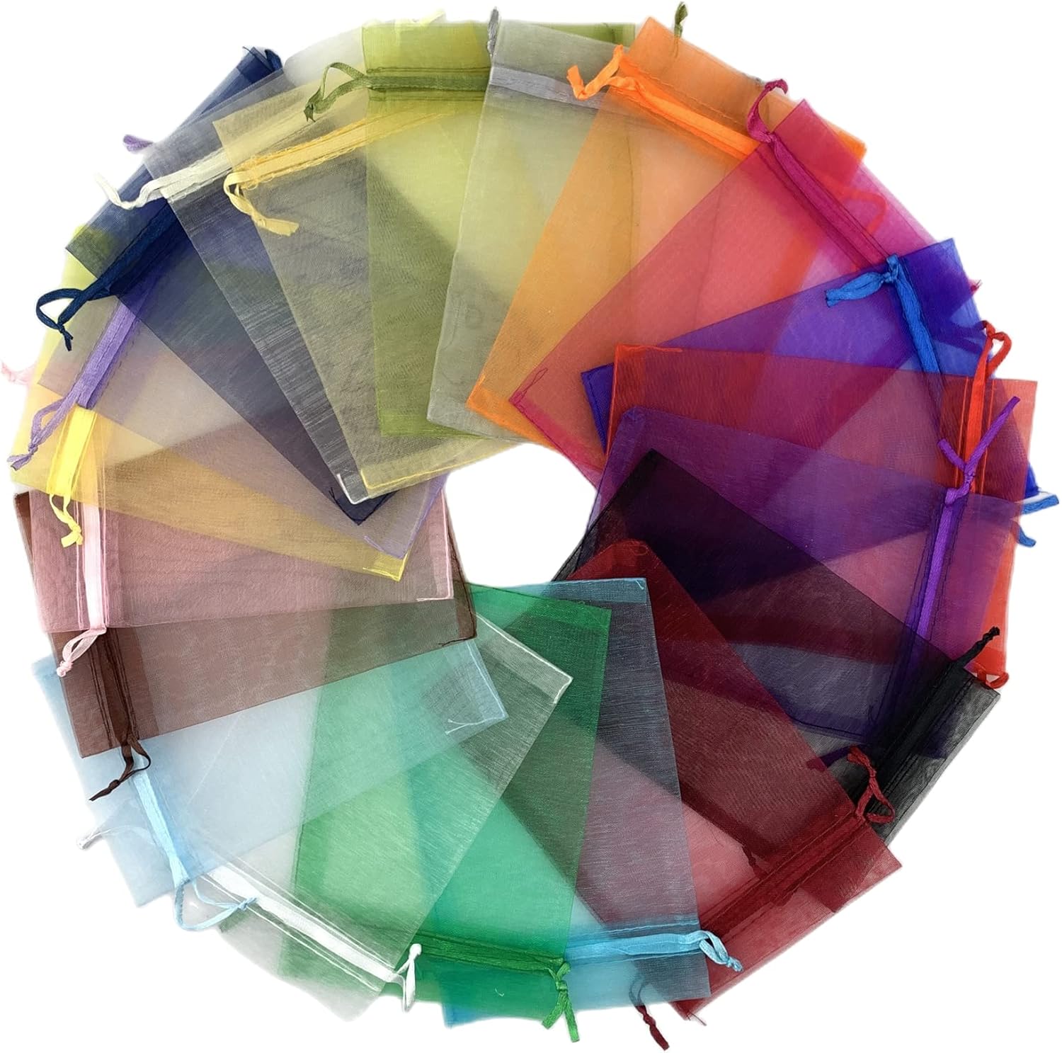 Palmhomee Paquete de 100 bolsas de organza transparentes con cordón para regalos de boda, bolsas de regalo de organza para boda, joyería, fiesta,