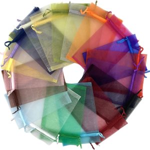 Palmhomee Paquete de 100 bolsas de organza transparentes con cordón para regalos de boda, bolsas de regalo de organza para boda, joyería, fiesta, Palmhomee Paquete de 100 bolsas de organza transparentes con cordón para regalos de boda, bolsas de regalo de organza para boda, joyería, fiesta,