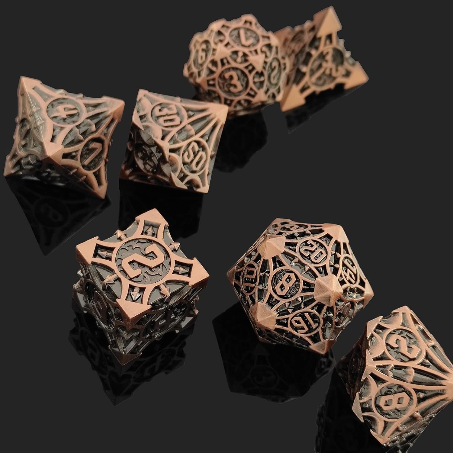 AJKDEUIH Juego de dados DND de metal D&D aplicables a Dungeons and Dragons Gift RPG MTG Pathfinder Warhammer D y D D20, juegos de mesa poliédricos,