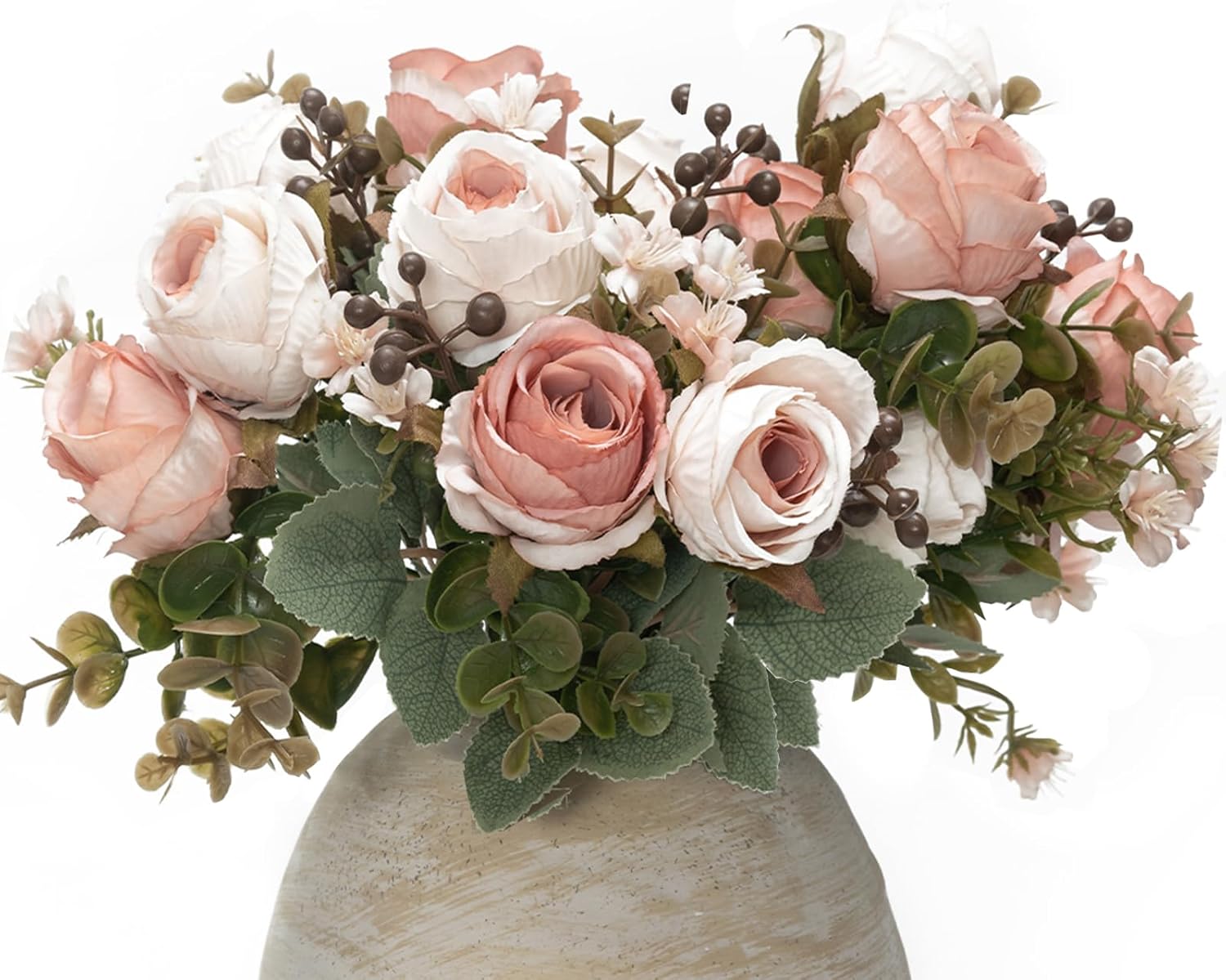 YIRSEDI Flores artificiales de seda, 3 paquetes de rosas falsas, ramo de rosas sintéticas clásicas, arreglos florales, decoración para mesa de boda,