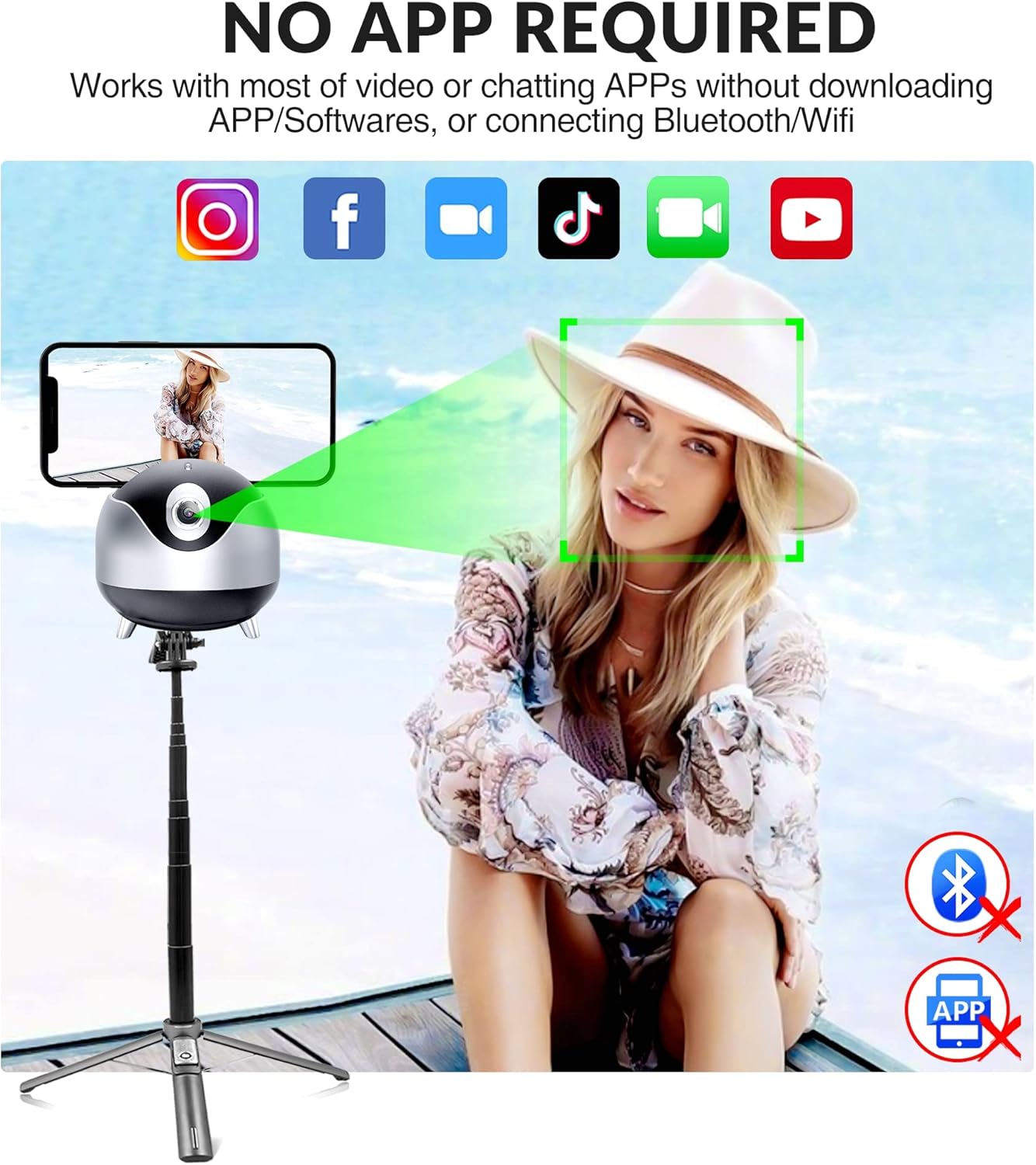 Trípode de cámara 360 con seguimiento facial automático para teléfono celular giratorio con control remoto, iyesku de 2 ejes, reconocimiento facial