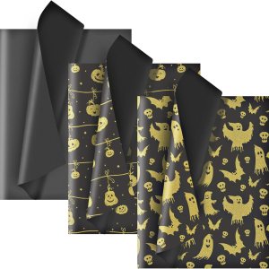 Larcenciel Papel de seda de Halloween, 60 hojas de papel de seda metálico de calabaza fantasma para bolsas de regalo y envoltura de regalos, Larcenciel Papel de seda de Halloween, 60 hojas de papel de seda metálico de calabaza fantasma para bolsas de regalo y envoltura de regalos,
