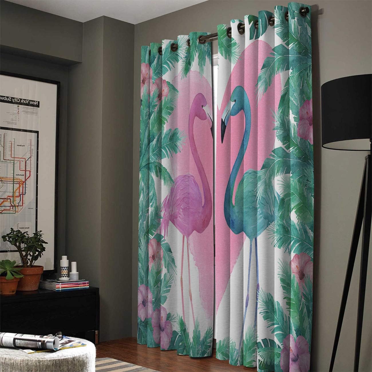 FortuneHouse Blackout Curtains Thermal Insulated Animal Solid Pattern Metal Grommet Elegant Room Drapes Window Curtain for Bedroom Living Room 52×90