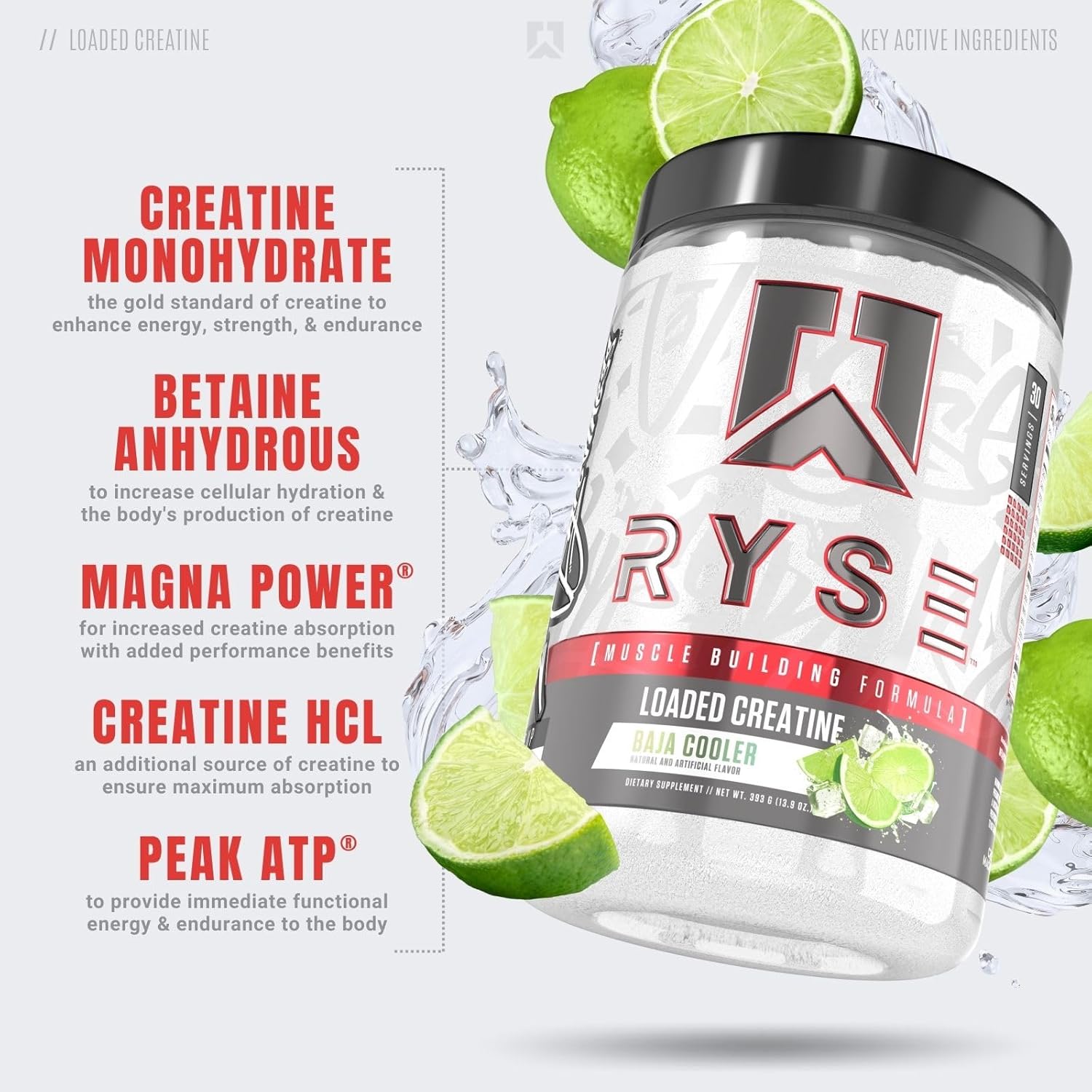RYSE Up Supplements Element Series – Creatina cargada  Fórmula de construcción muscular  3 formas de creatina + electrolitos, betaína anhidra y ATP