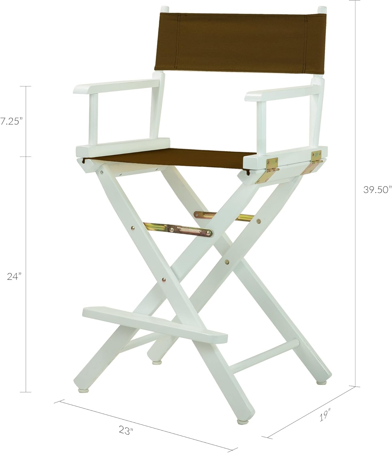 Casual Home 220-01021-45 – Silla de director de 24 in, marco blanco, lona marrón, altura clásica