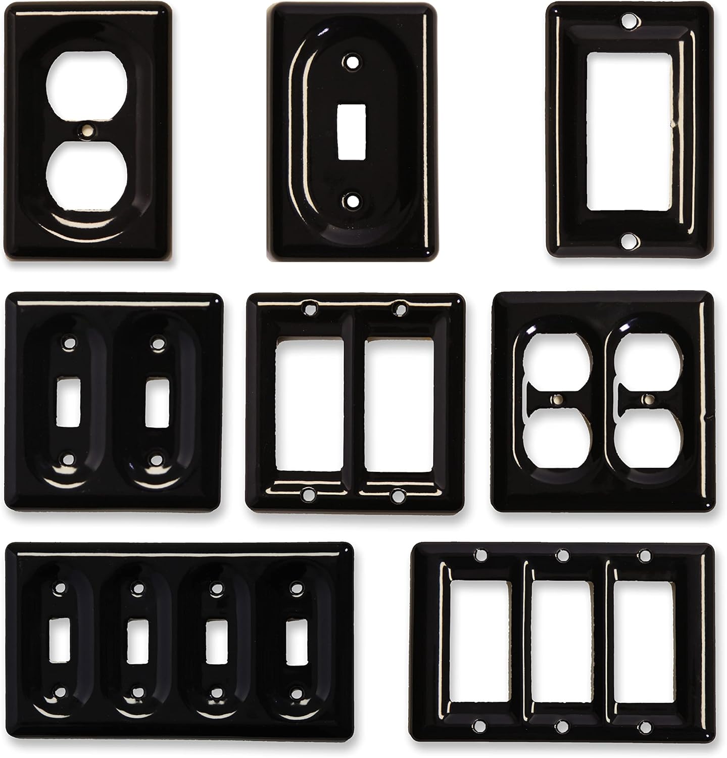 Placas de interruptor de cerámica negra, cubierta de interruptor de luz, cubierta de placa de interruptor, placa de pared, cubierta, (negro)
