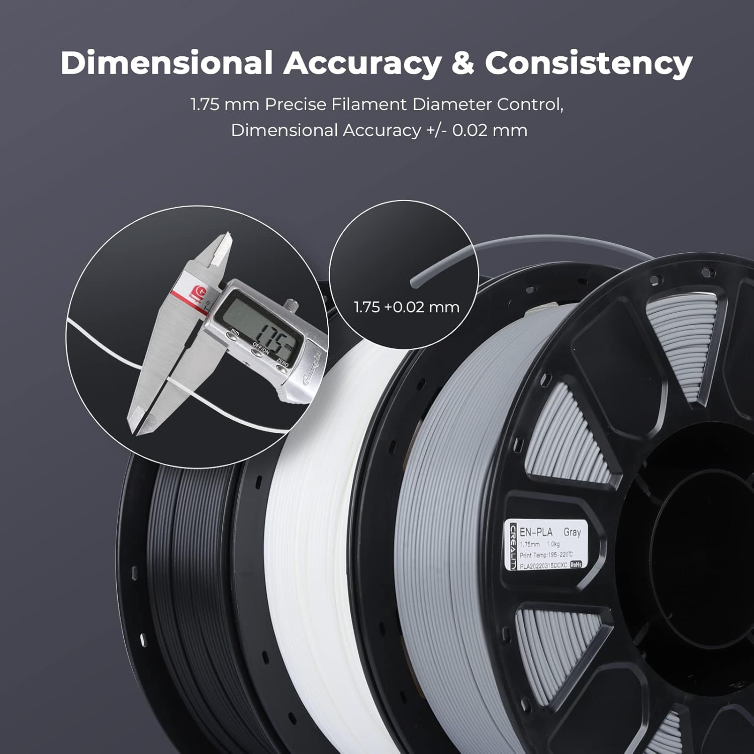 Creality Filamento para impresora 3D de 0.069 pulgadas, filamento PLA Ender sin enredos, impresión suave sin obstrucciones, sin deformación, se