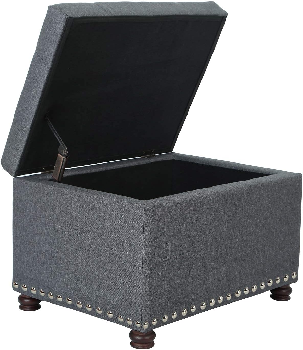 Joveco Banco otomano de almacenamiento rectangular de tela, reposapiés, 24 pulgadas, moderno, copetudo, para dormitorio, asiento para entrada,