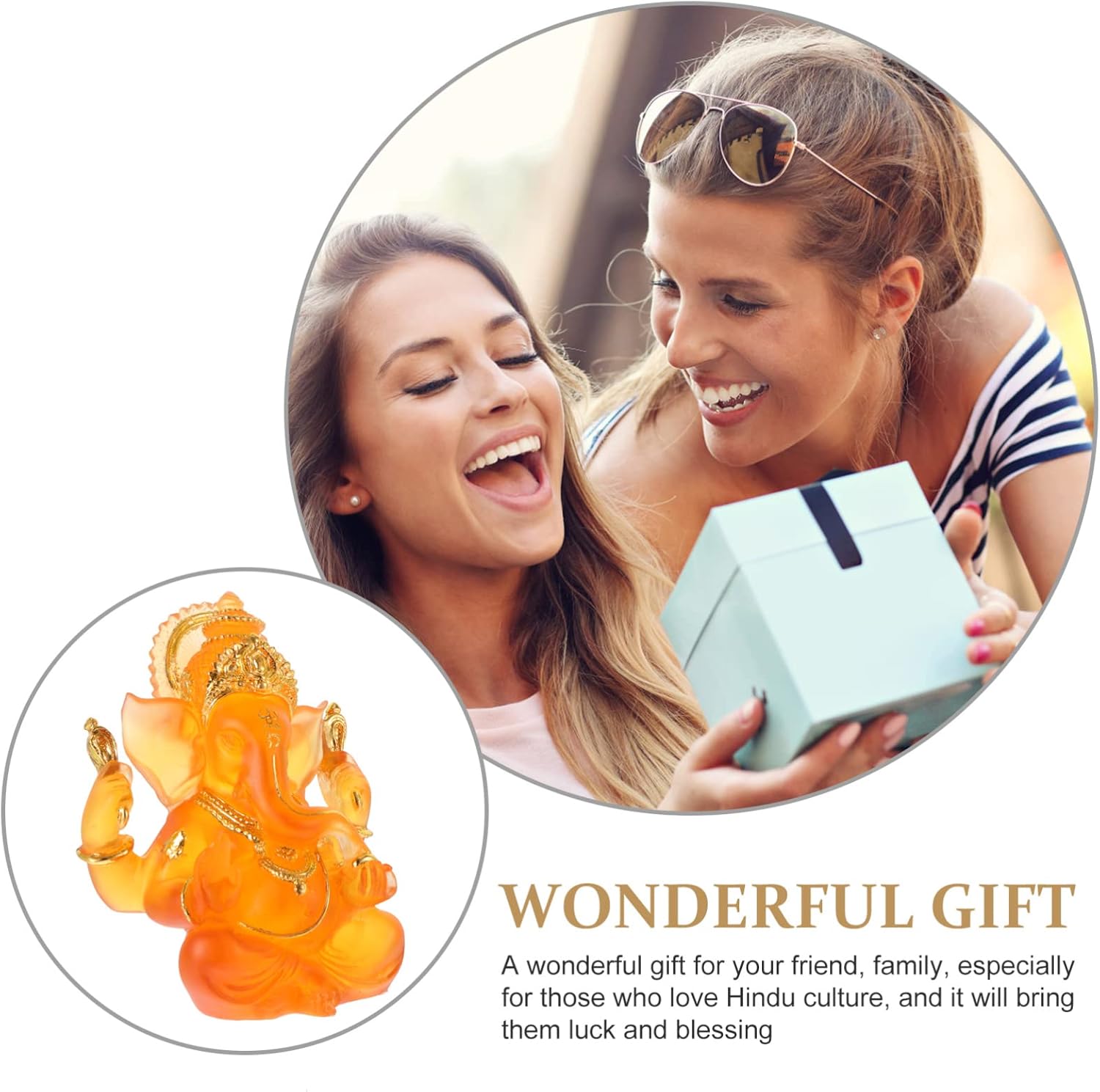 FOMIYES Decoración para el hogar, estatua de Ganesha, estatua de bendición hindú, Dios, Señor, Ganapati, ídolo, Feng Shui, elefante, escultura de