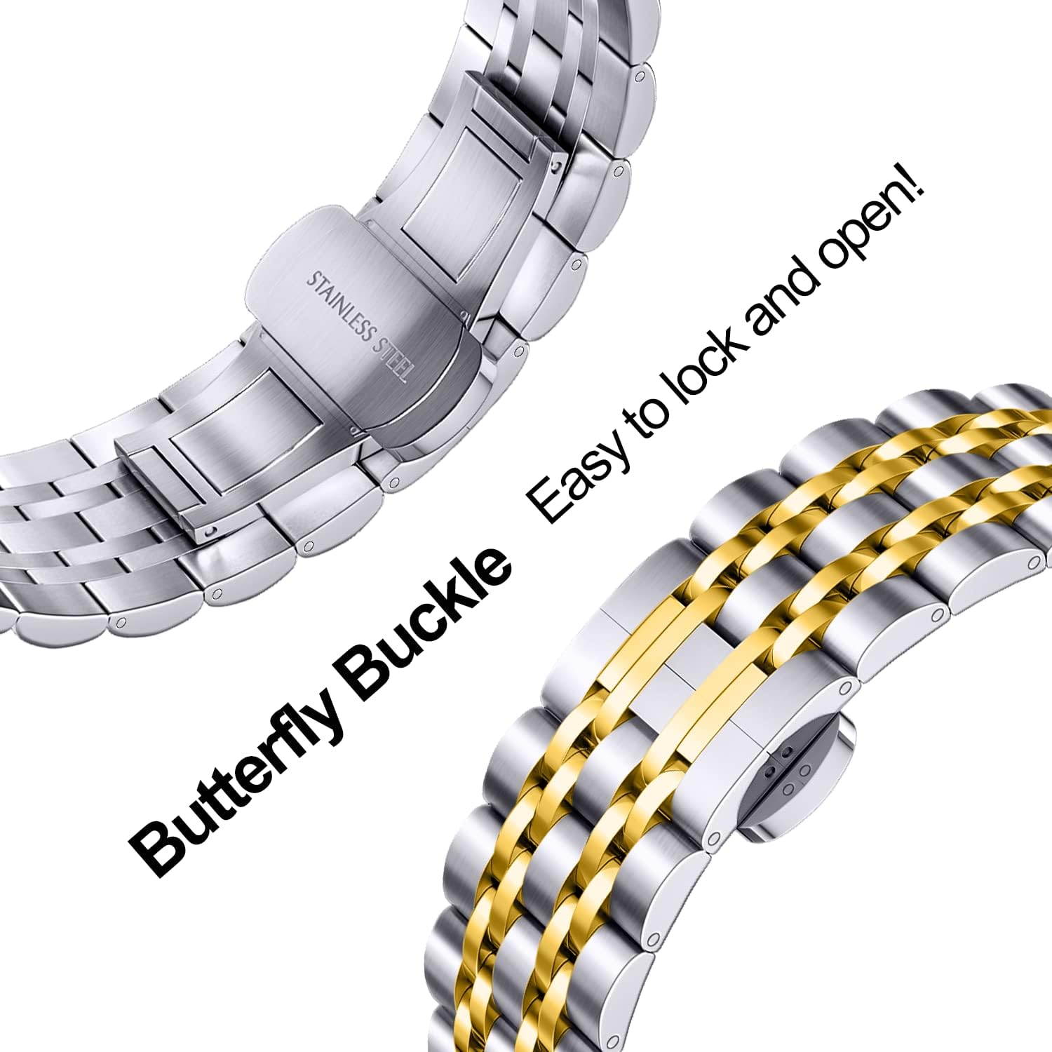 ZPJPPLX Correas de reloj de 0.787 in para Galaxy Watch 5 y 5 Pro, correas de metal de acero inoxidable para Samsung Galaxy Watch 4 y Watch 4
