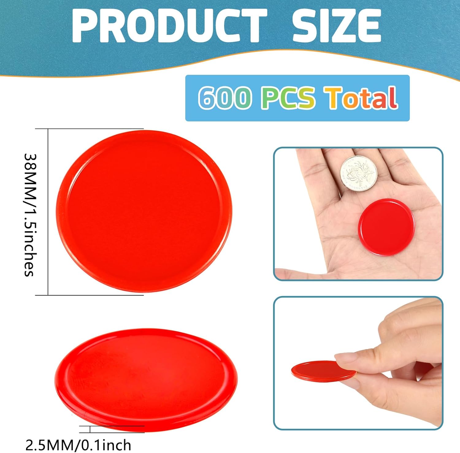 Coopay Discos de contador de aprendizaje de plástico de 1.5 pulgadas, discos de conteo de fichas de bingo para práctica de matemáticas y fichas de