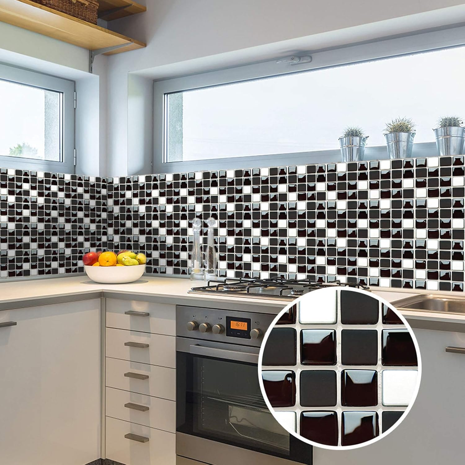 10 hojas de calcomanías 3D autoadhesivas para azulejos 3D, calcomanías de pared autoadhesivas de 4 x 4 pulgadas, azulejos de cristal para decoración