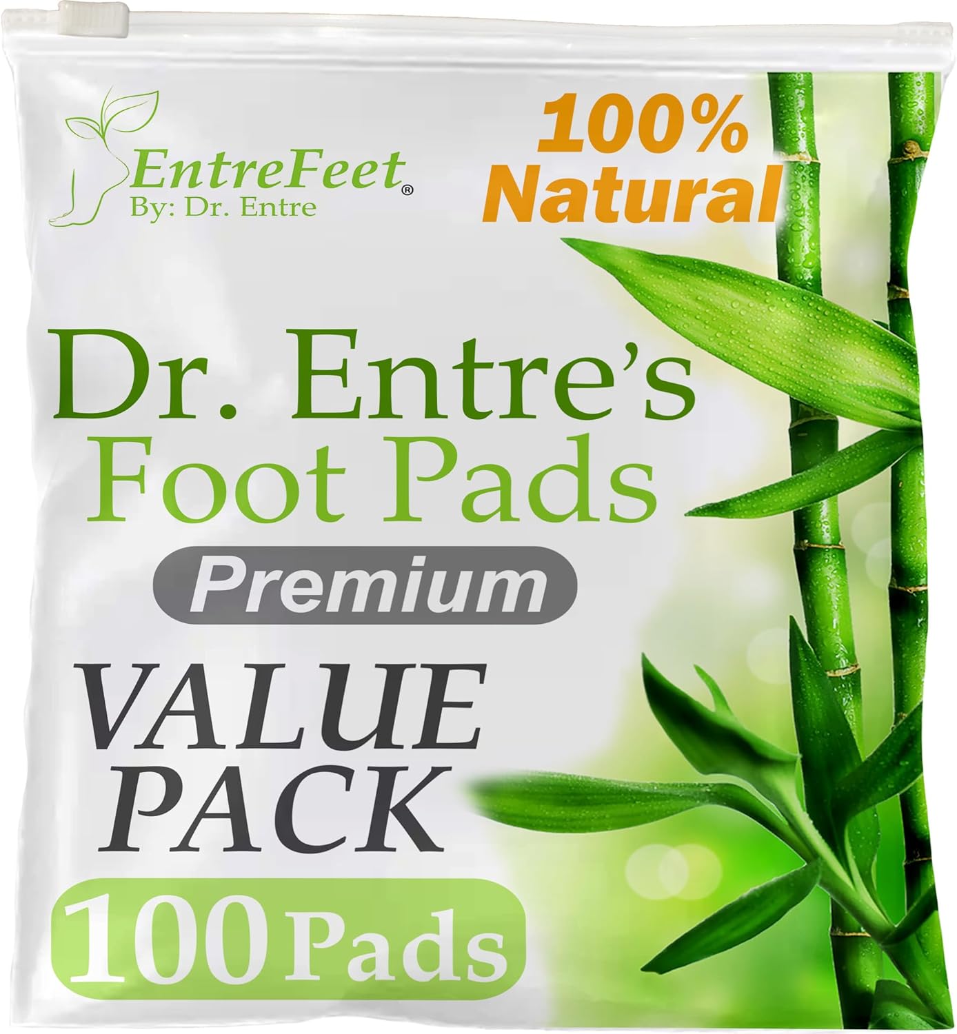 Dr. Entre’s Value Pack – Almohadillas para pies de alta calidad para sentirse mejor, dormir mejor y aliviar el estrés  Paquete de 100 parches