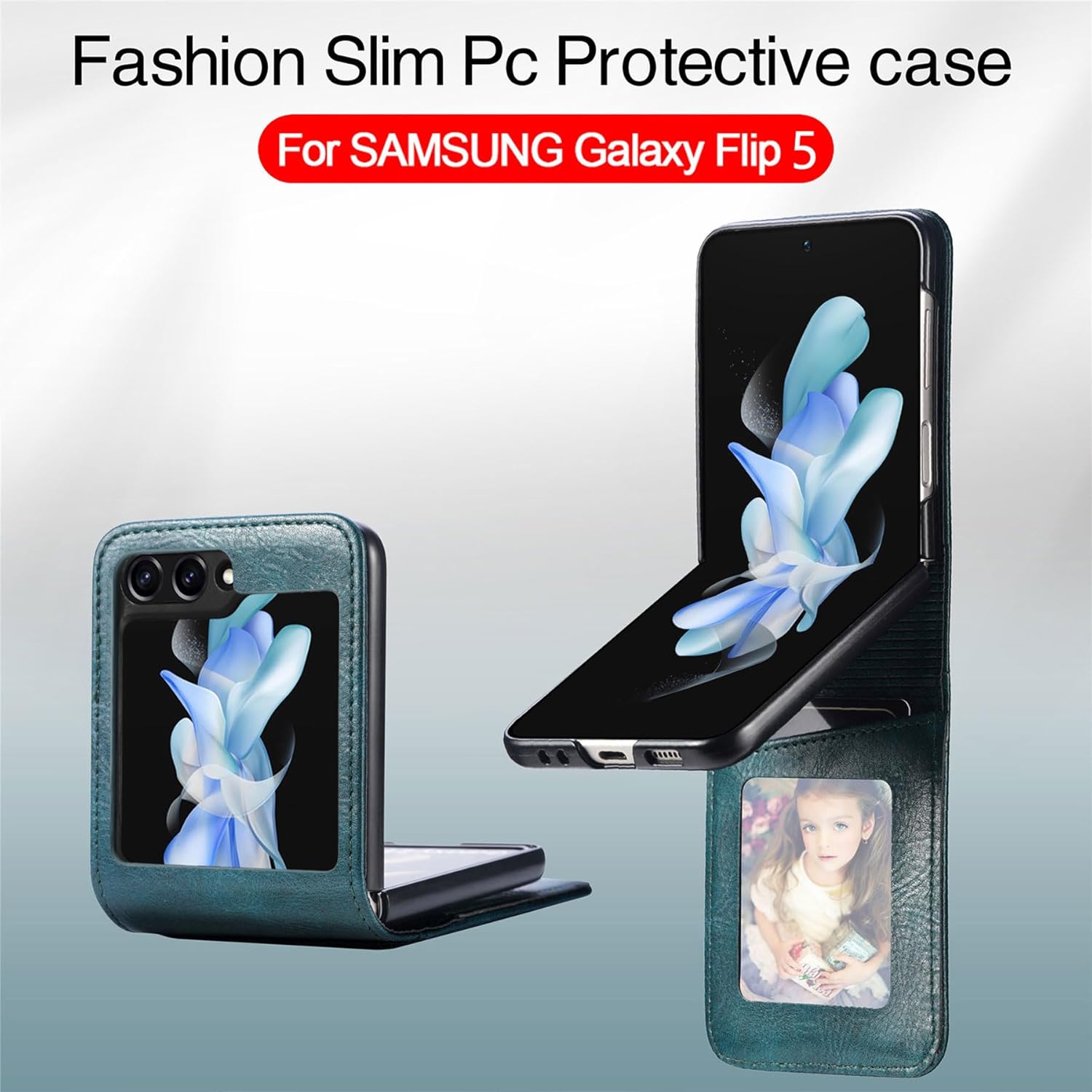 ZCDAYE Funda tipo cartera para Samsung Galaxy Z Flip 5, funda para Samsung Galaxy Z Flip 5, funda de cuero para Samsung Galaxy Z Flip 5 con