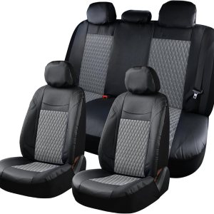 Coverado Juego completo de fundas de asiento de automóvil, 11 fundas universales de asiento para automóviles, cojines de asiento de automóvil de Coverado Juego completo de fundas de asiento de automóvil, 11 fundas universales de asiento para automóviles, cojines de asiento de automóvil de