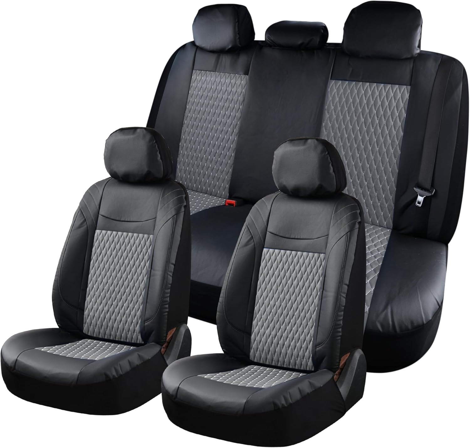 Coverado Juego completo de fundas de asiento de automóvil, 11 fundas universales de asiento para automóviles, cojines de asiento de automóvil de