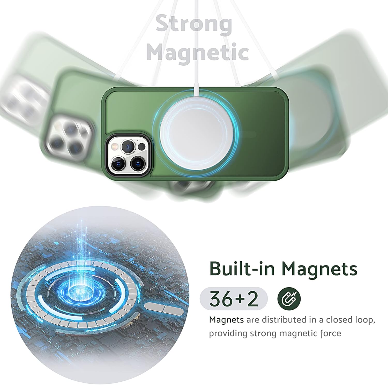 Anqrp Funda diseñada para iPhone 1212 Pro, compatible con Magsafe, funda translúcida de silicona súper suave para iPhone 12 de 6.1 pulgadas, color