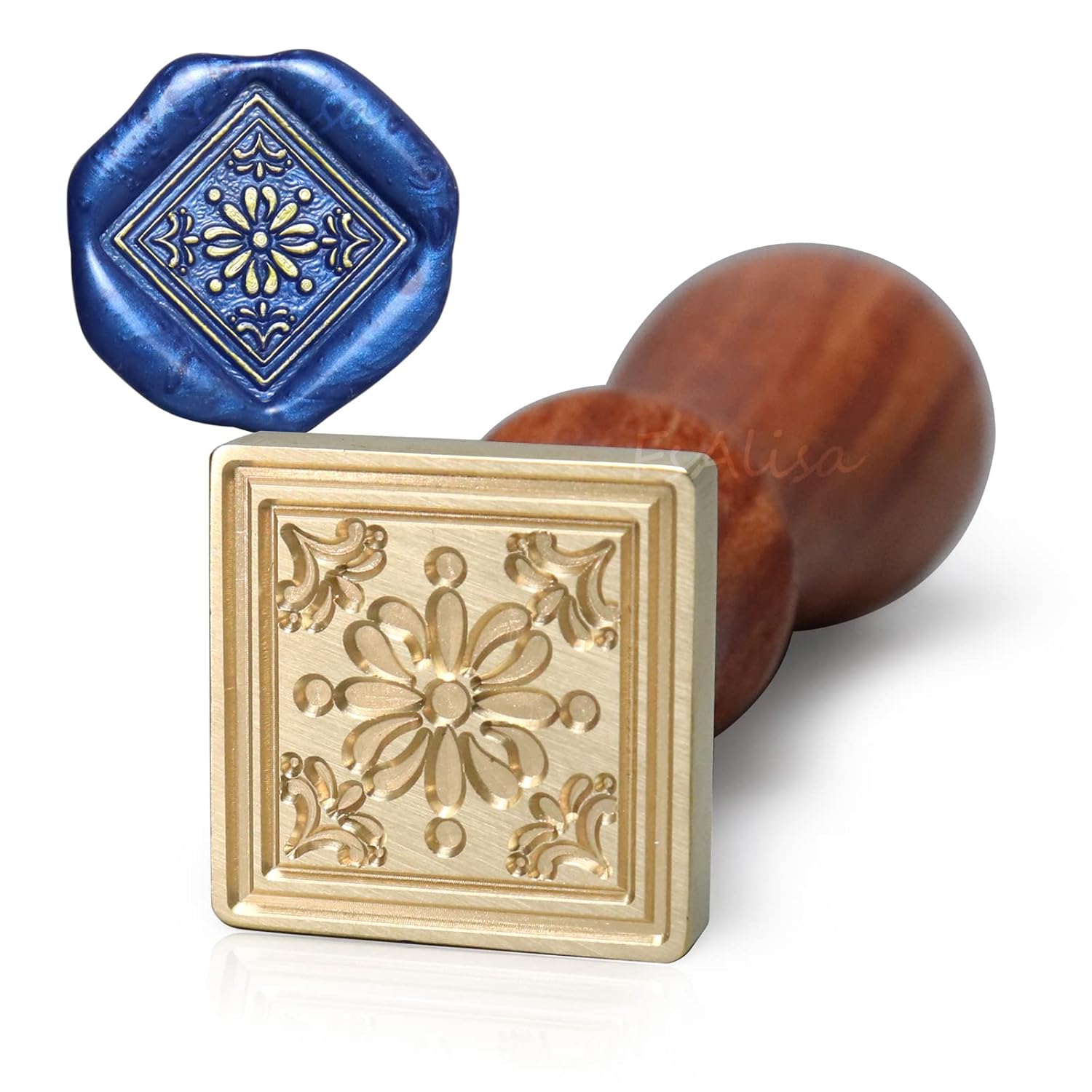FsAlisa Sello de cera con cabeza de latón extraíble, mango de madera, ideal para adornar sobres, invitaciones de boda, paquetes de vino, envoltura
