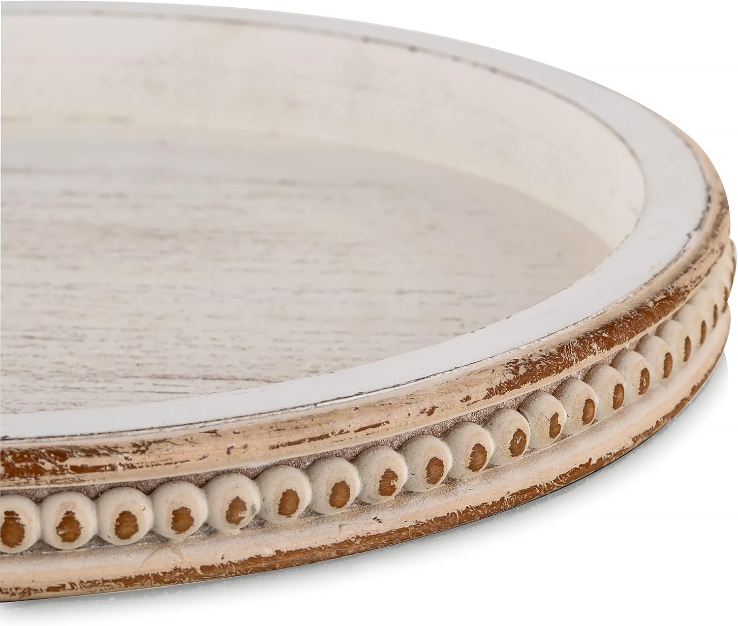 Romadedi – Bandeja de madera rústica para decoración de mesa auxiliar, bandeja decorativa redonda de madera para decoración de mesa auxiliar,