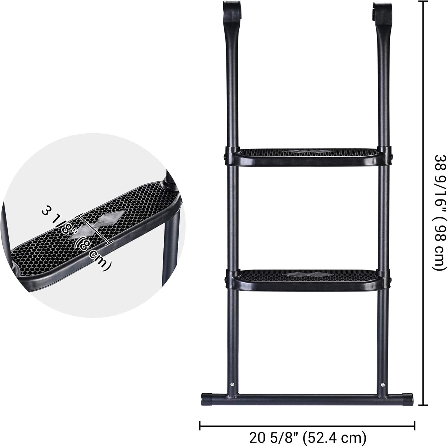 Escalera para cama elástica de 39 pulgadas, 2 escalones de ancho, antideslizante, para niños al aire libre, rebote de 12 a 14 pies