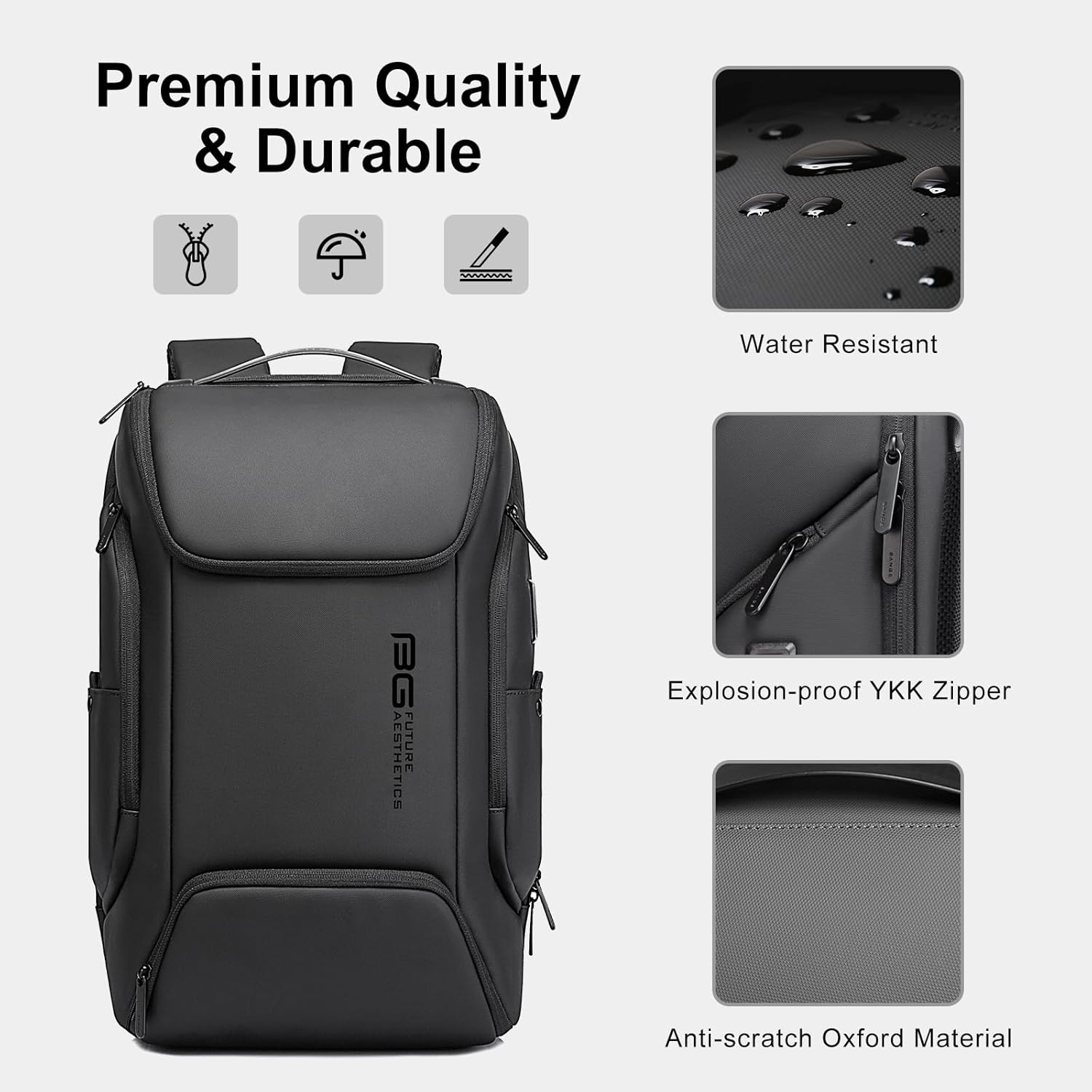 Mochila para computadora portátil para hombres 20L Bolsa de negocios 17.3 “Bolsa de computadora con puerto de carga USB, Gris, Computadora portátil