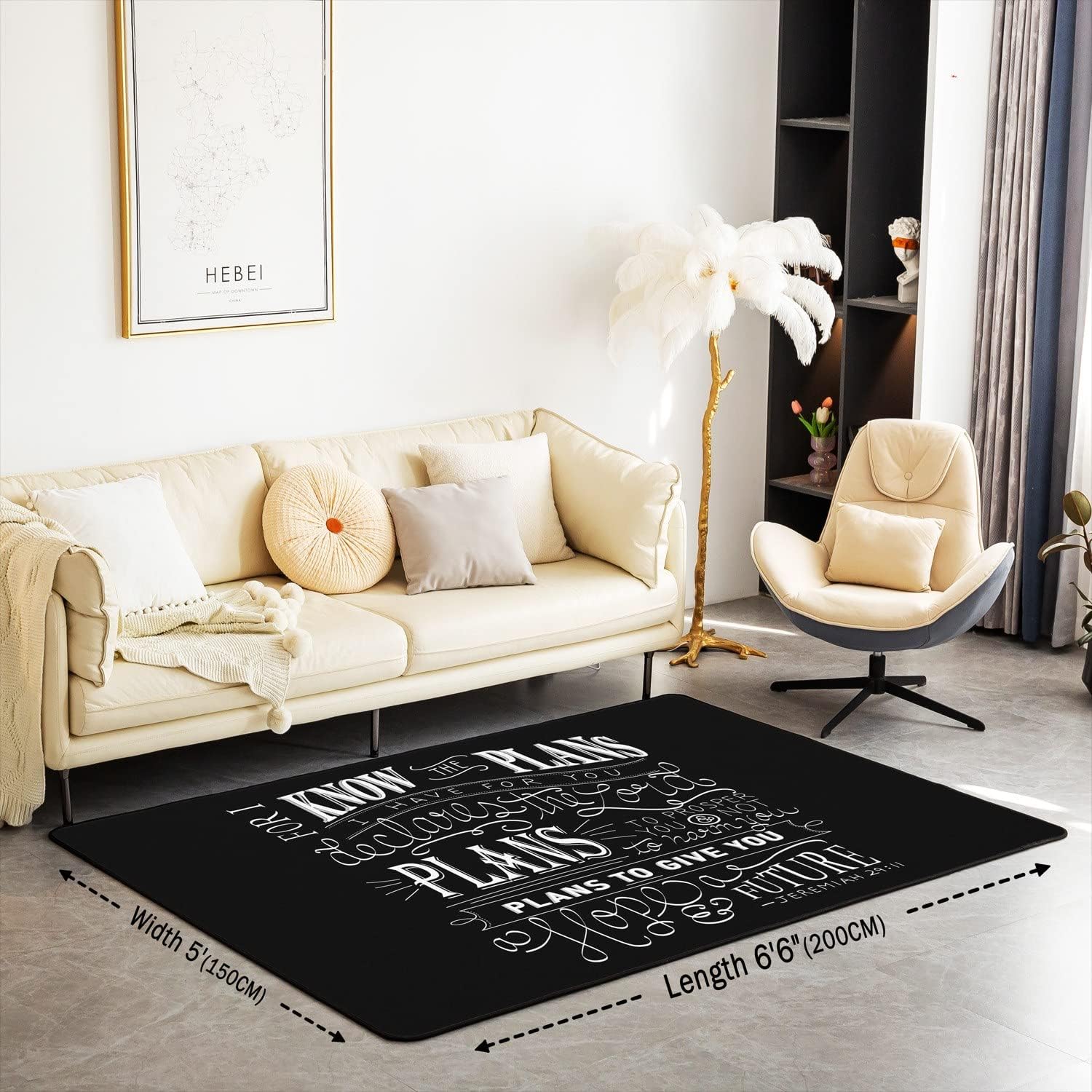 Alfombra vintage con versículo bíblico para niños, de 5 x 7 pulgadas, con versículo bíblico cristiano, Jeremías, para dormitorio, sala de estar,