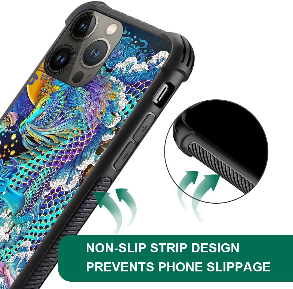 CARLOCA Funda compatible con iPhone 15 Plus, diseño de dragón arcoíris para iPhone 15 Plus, ultra protección, a prueba de golpes, de silicona suave,