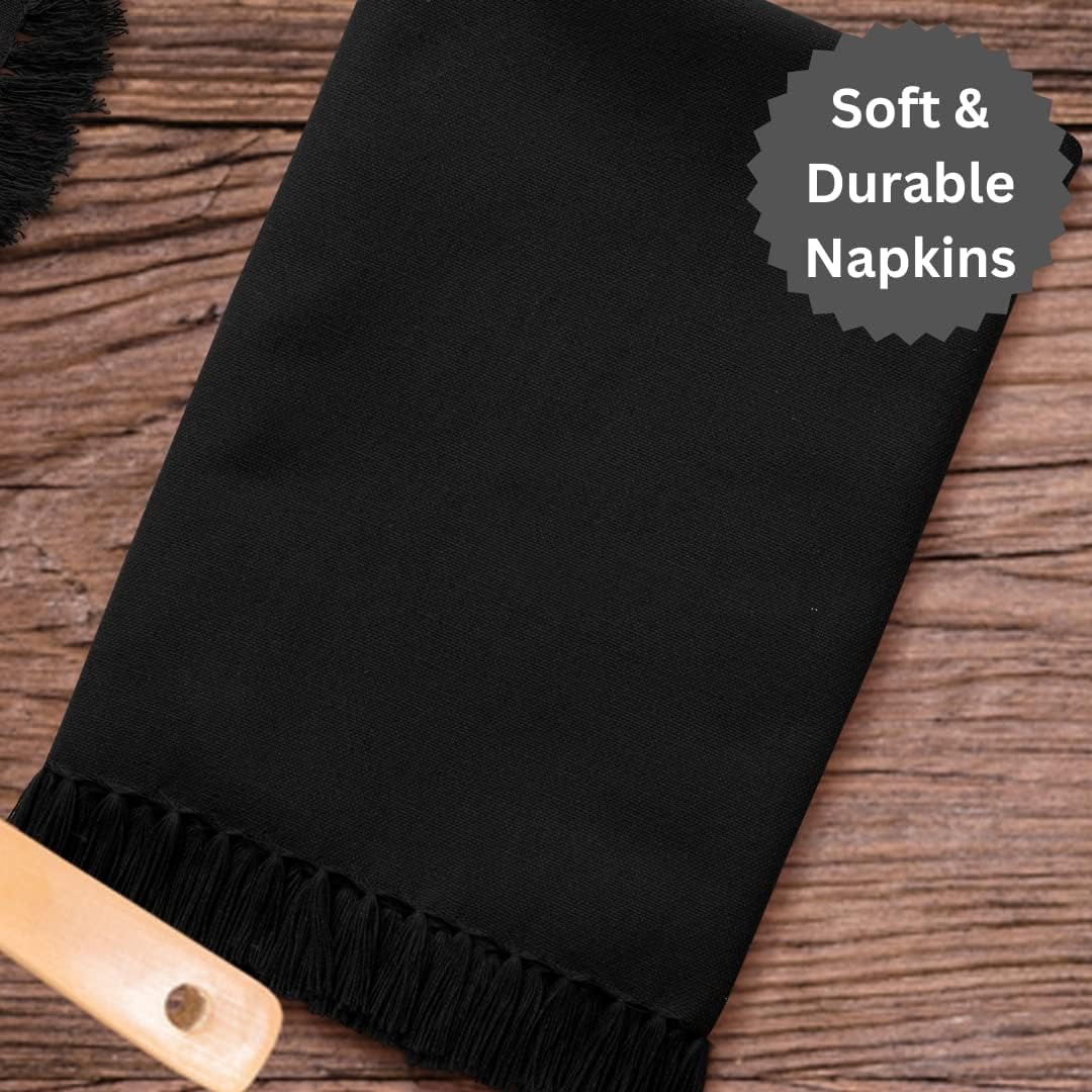 Urbana Cotton Juego de 12 servilletas de tela de cocina con flecos, 100% algodón, suaves y duraderas, ideales para comedor, restaurante, bodas y
