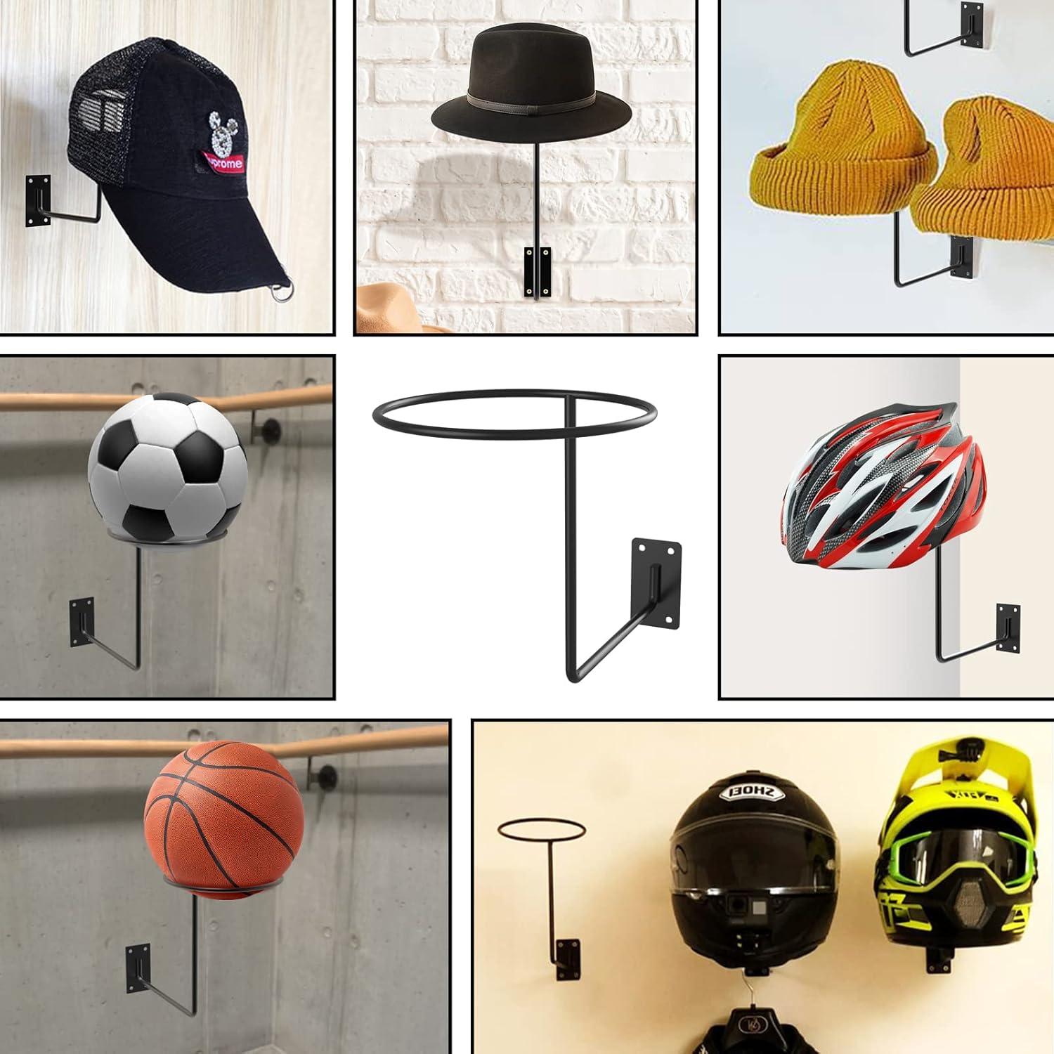4 soportes para casco, gruesos y atrevidos, soporte de pared, soporte de metal para sombreros, organizador de pared, accesorios de motocicleta para