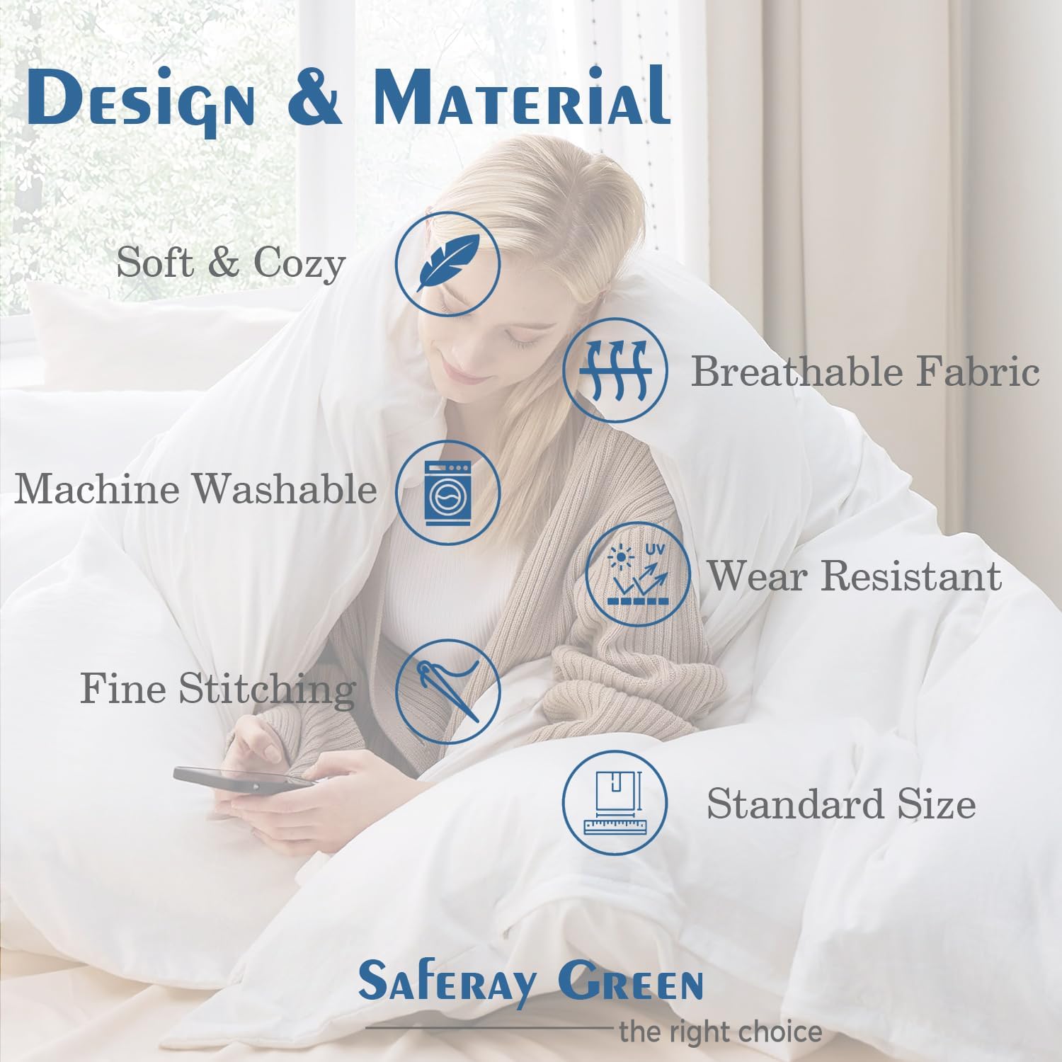 Saferay Green Hotel Luxury – Juego de funda de edredón de 3 piezas, 850 hilos, 100% algodón orgánico, colección de ropa de cama de gran tamaño,
