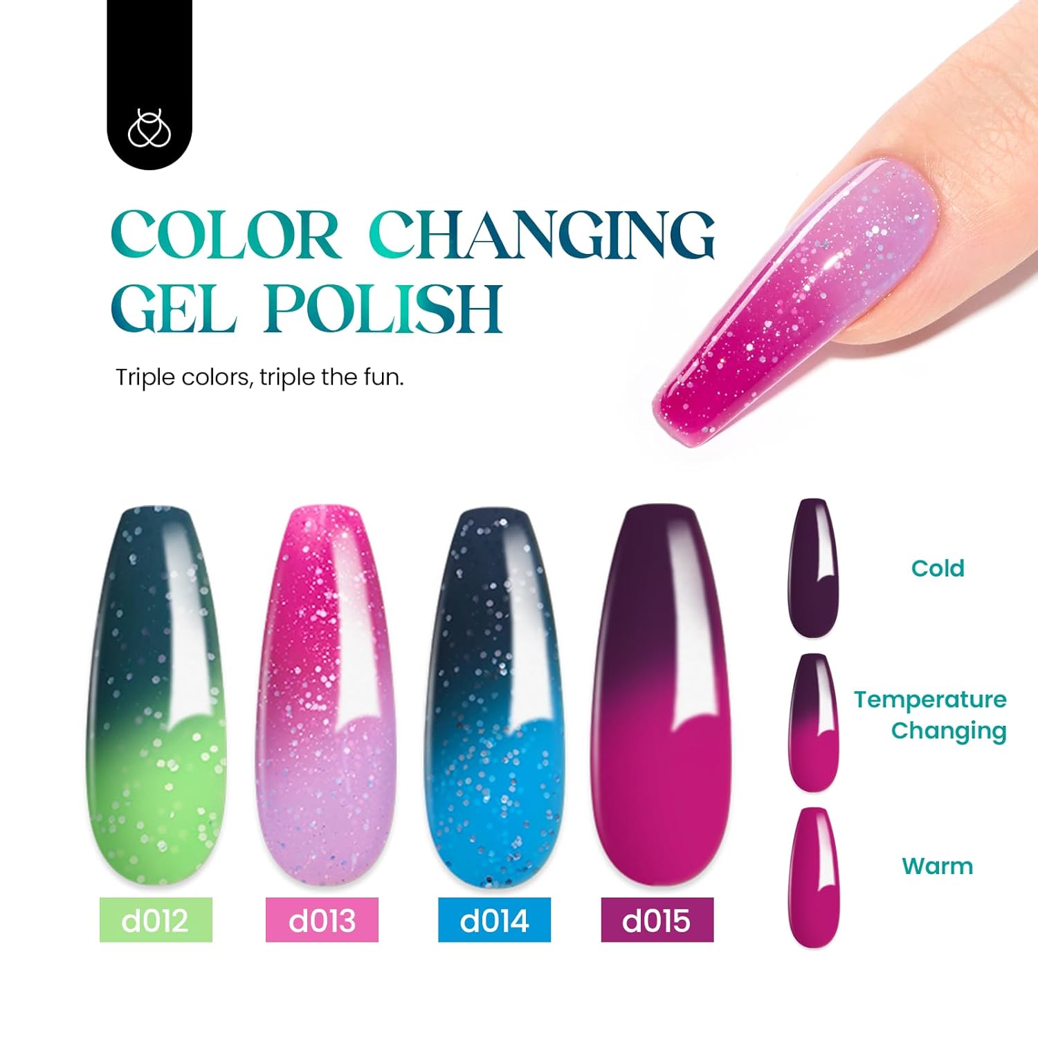 Beetles – Juego de 24 esmaltes de uñas de gel, 20 colores que cambian de color ojo de gato, juego de esmaltes de gel con purpurina con gel base,