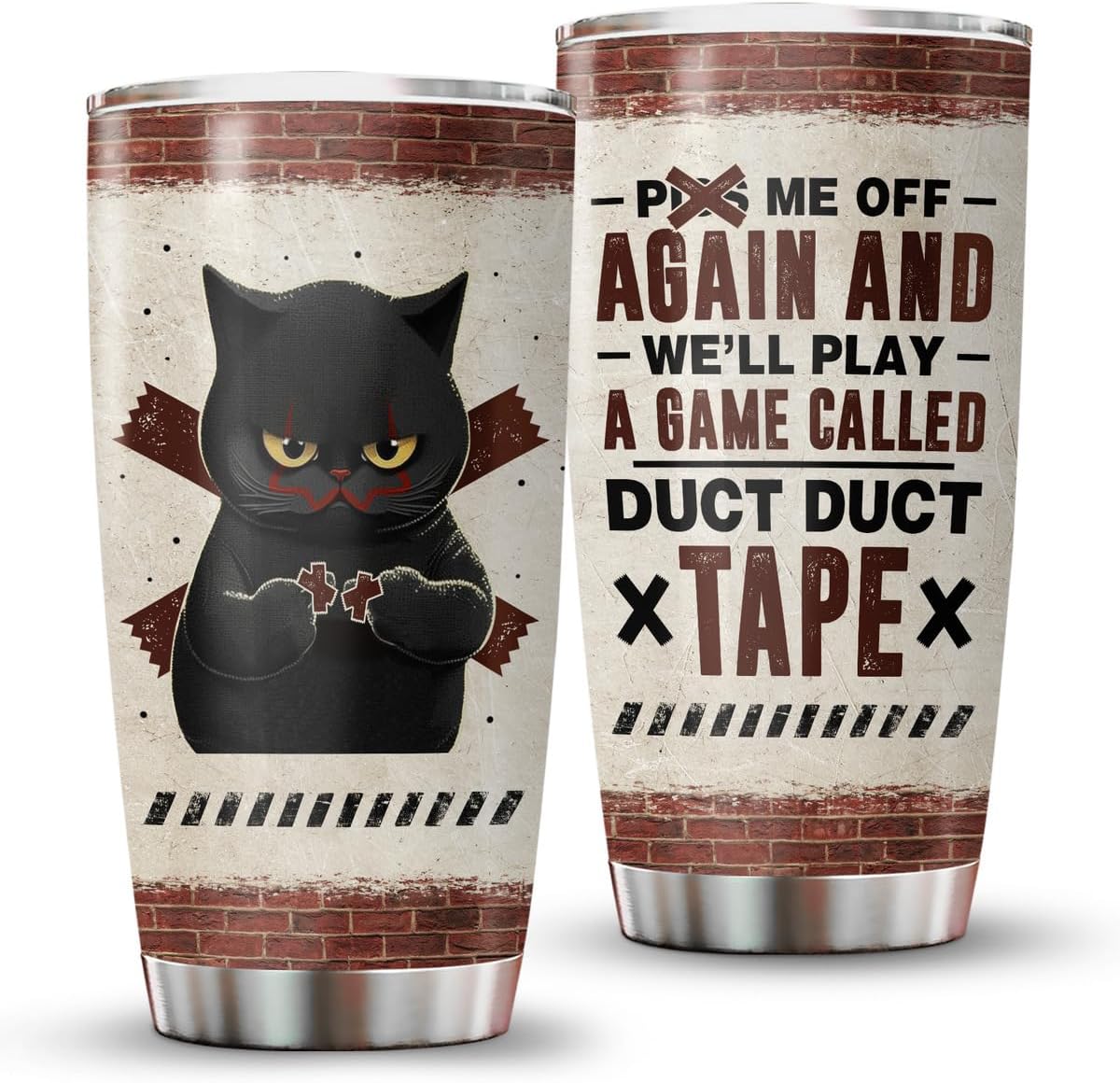 34HD Regalos de Navidad para los amantes de los gatos, vaso de gato de terror de acero inoxidable con tapa, de 20 onzas, divertida taza de café con