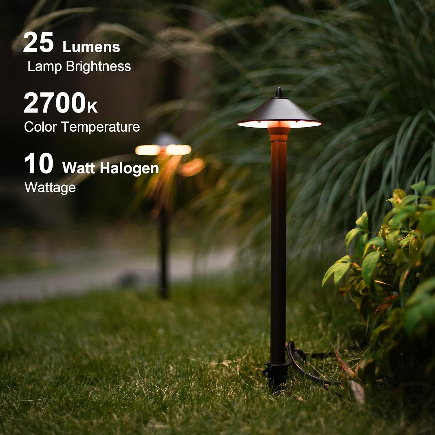 GOODSMANN Iluminación de paisaje al aire libre de bajo voltaje Kits de iluminación de paisaje 8PK Luces de camino con cable 10W 25 lúmenes 2700K