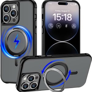 ZJMTOCYU Funda con anillo giratorio de 360 para iPhone 14 Pro Max, soporte invisible y soporte de anillo, compatible con MagSafe, protección militar ZJMTOCYU Funda con anillo giratorio de 360 para iPhone 14 Pro Max, soporte invisible y soporte de anillo, compatible con MagSafe, protección militar