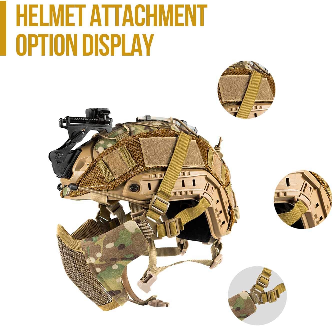 Máscara plegable de media cara con malla, estilo militar, cómoda, ajustable, máscara protectora táctica inferior para la cara, de OneTigris