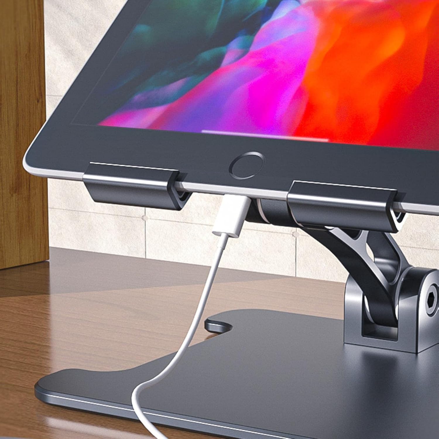 Soporte ajustable para laptop de aleación de aluminio + silicona plegable con ventilador de refrigeración, soporte para portátil de calor, base para