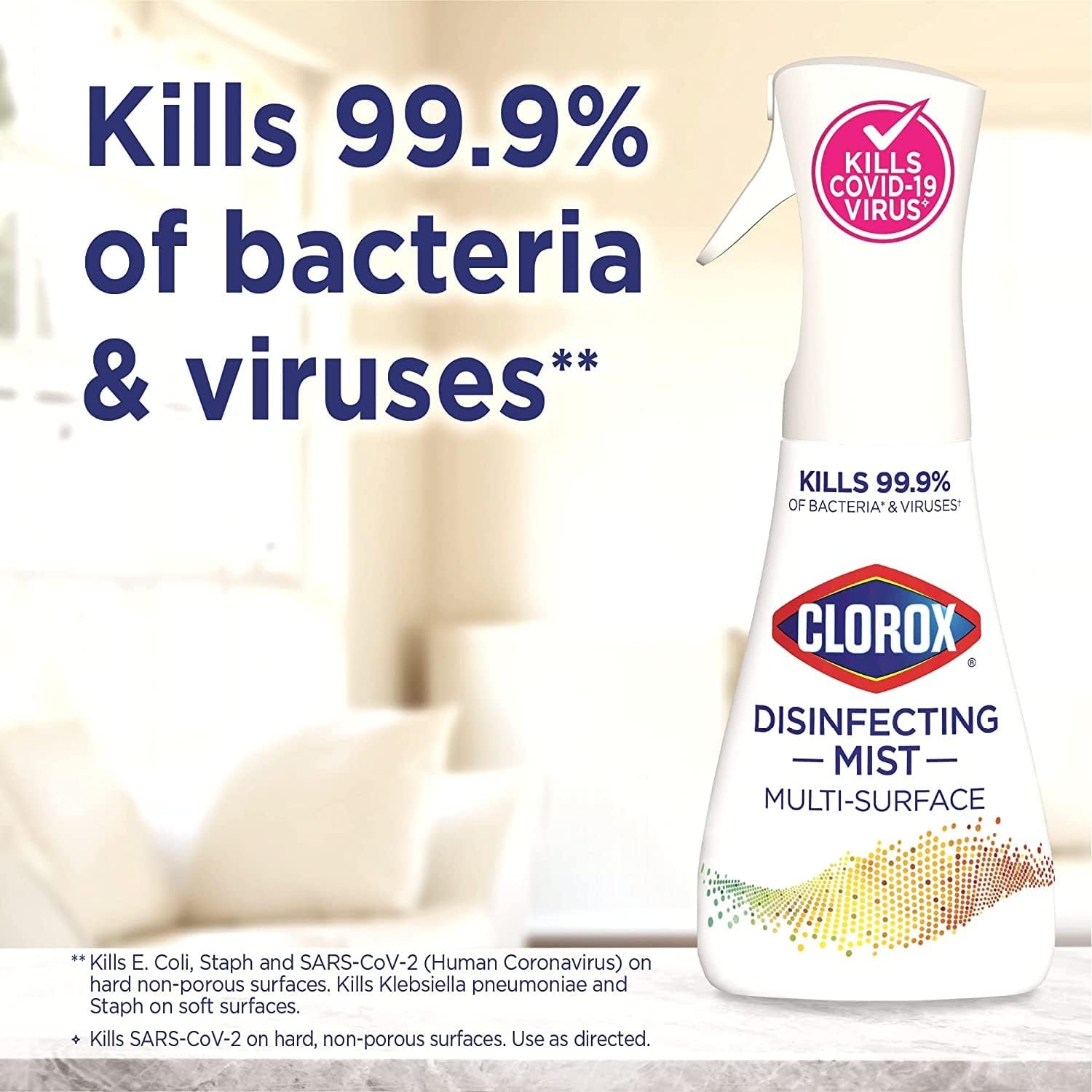 Clorox Paquete de limpieza desinfectante con aroma a limón y flor de naranja (1 botella de spray y 1 recarga, 16 onzas líquidas cada uno) paños de