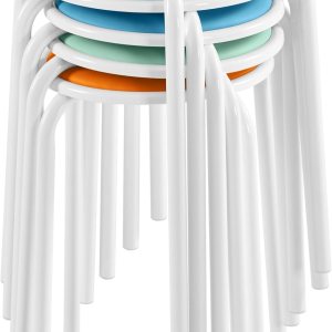 Yaheetech Taburetes apilables acolchados de 18 pulgadas, taburetes portátiles de metal multicolor surtidos, taburetes de biblioteca de aula escolar Yaheetech Taburetes apilables acolchados de 18 pulgadas, taburetes portátiles de metal multicolor surtidos, taburetes de biblioteca de aula escolar