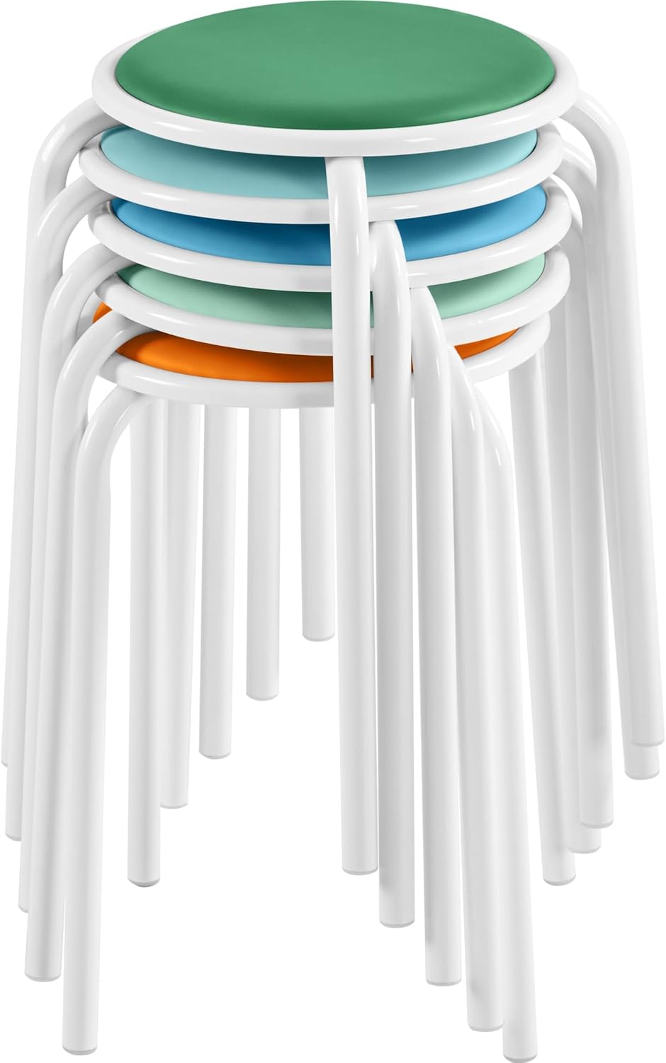 Yaheetech Taburetes apilables acolchados de 18 pulgadas, taburetes portátiles de metal multicolor surtidos, taburetes de biblioteca de aula escolar