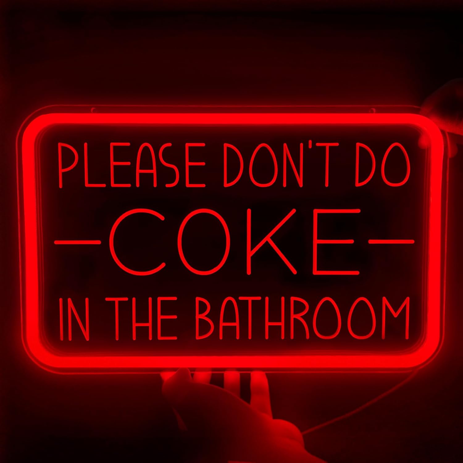 Letrero de neón con texto en inglés “Please Don’t Do Coke in The Bath” para decoración de pared, luz LED de neón alimentada por USB con brillo