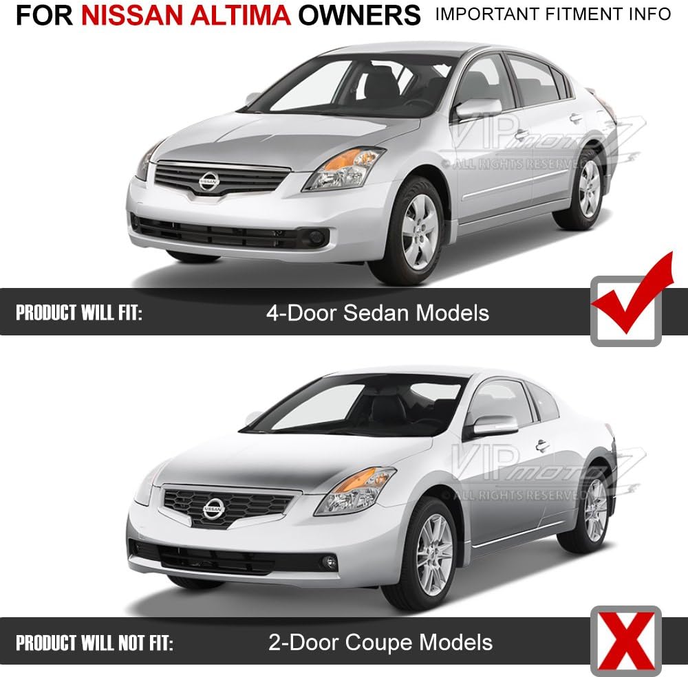 VIPMOTOZ Tubo de neón con tira LED DRL, proyector halógeno para faros delanteros para 2007-2009 compatible con Nissan Altima Sedán, carcasa negra