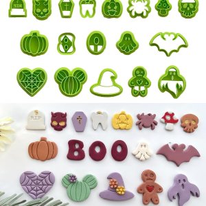 Dacmern Cortadores de arcilla polimérica de Halloween, 18 formas para joyas de arcilla polimérica, fantasmas y calabazas, cortadores de aretes de Dacmern Cortadores de arcilla polimérica de Halloween, 18 formas para joyas de arcilla polimérica, fantasmas y calabazas, cortadores de aretes de