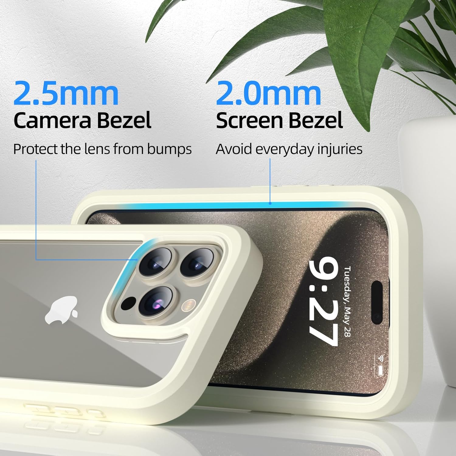 WXR Compatible con iPhone 15 Pro Max, parachoques de silicona suave y parte trasera de policarbonato duro transparente e interior de policarbonato