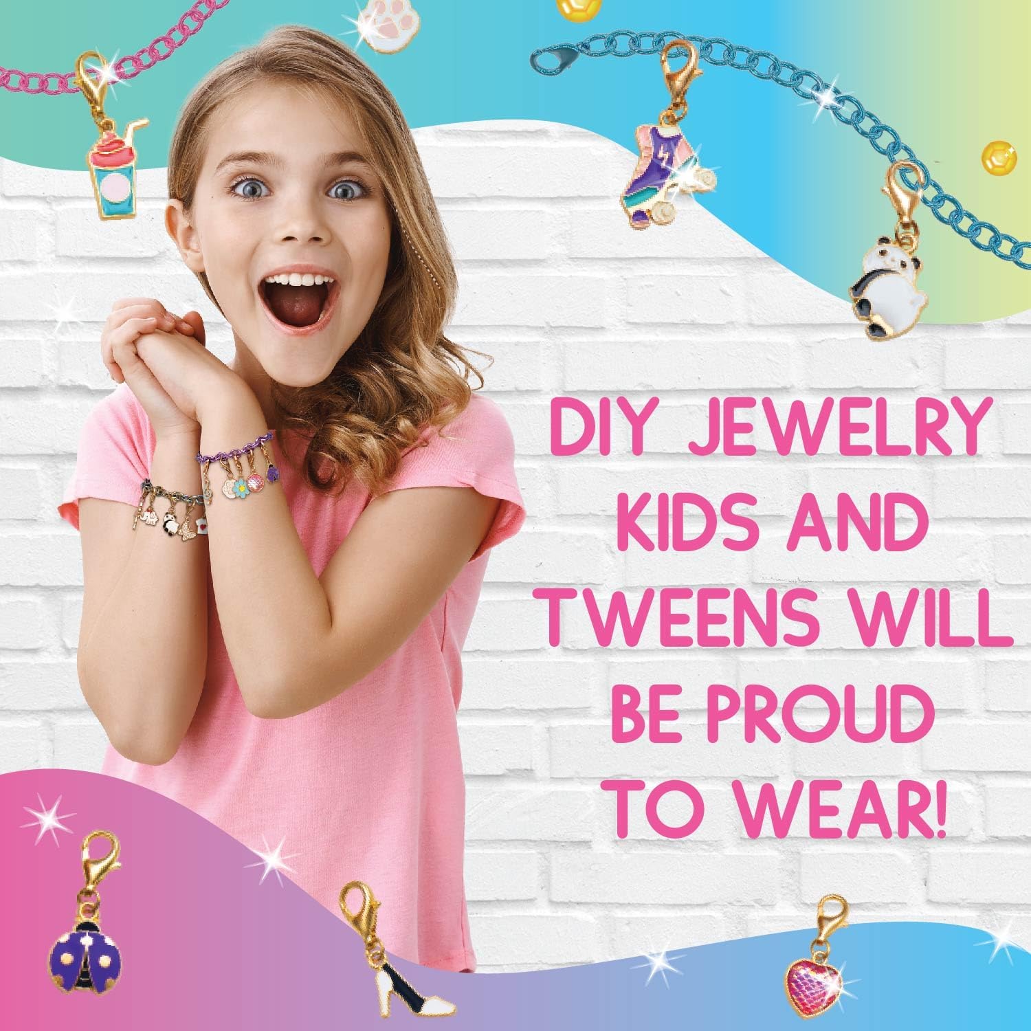 CharmWow – Kit de fabricación de pulseras para niñas, pulseras de dijes para niñas de 8 a 12 años y kit de joyería para niñas de 10 a 12 años – Gran