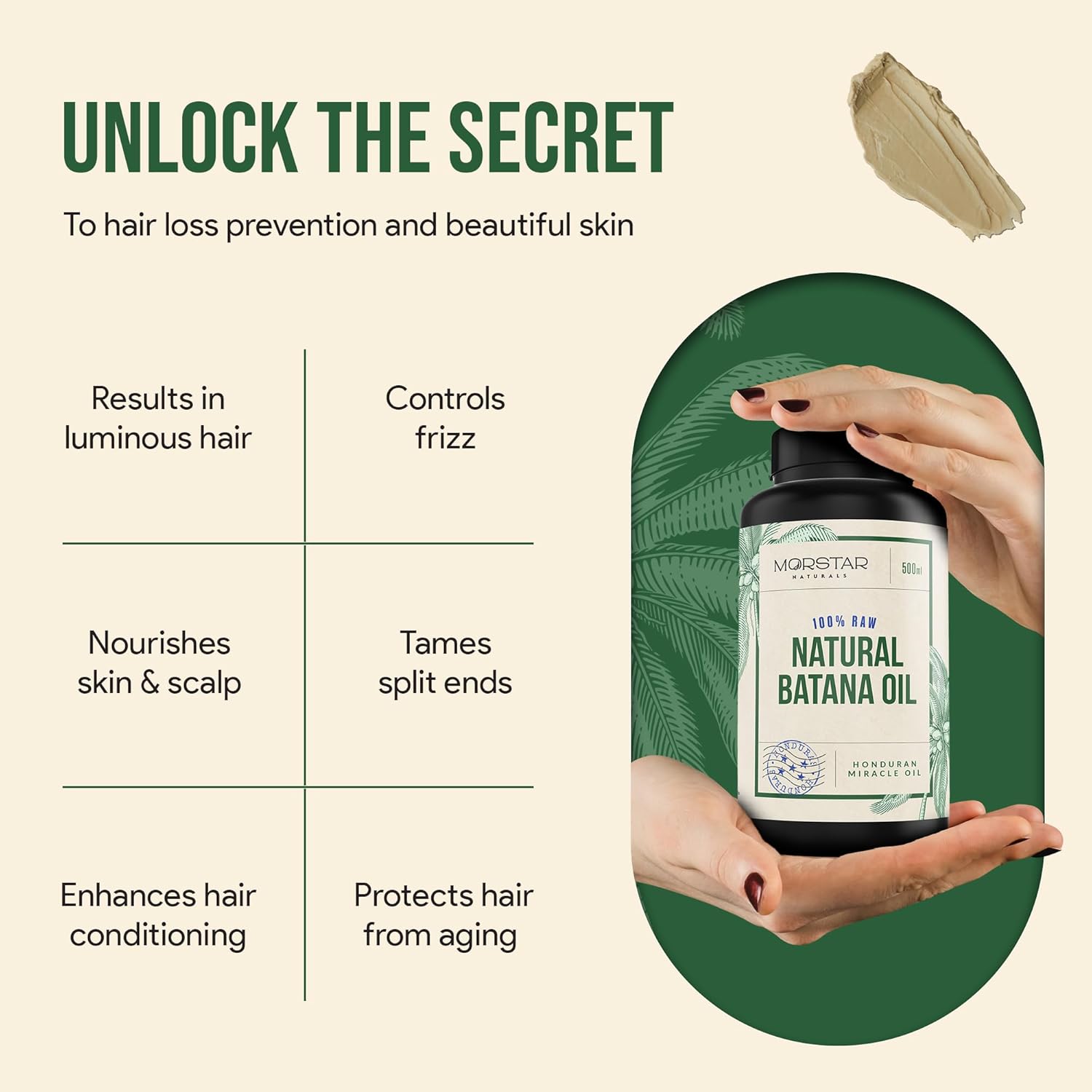 Natural Organic Batana Hair Oil from Honduras – Raw Batana for Hair Growth Dr. Sebi approved Batana oil for Hair Loss, Repair, Strengthening and