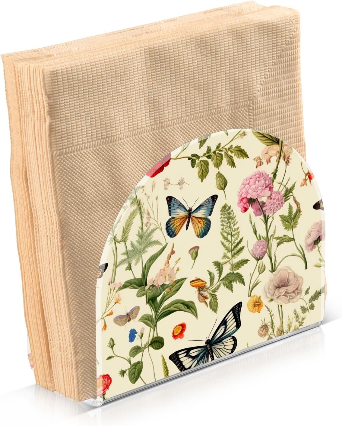 Servilletero de mesa de flores y mariposas, servilleteros acrílicos para baño, servilletero, soporte vertical para mesa y encimera de cocina