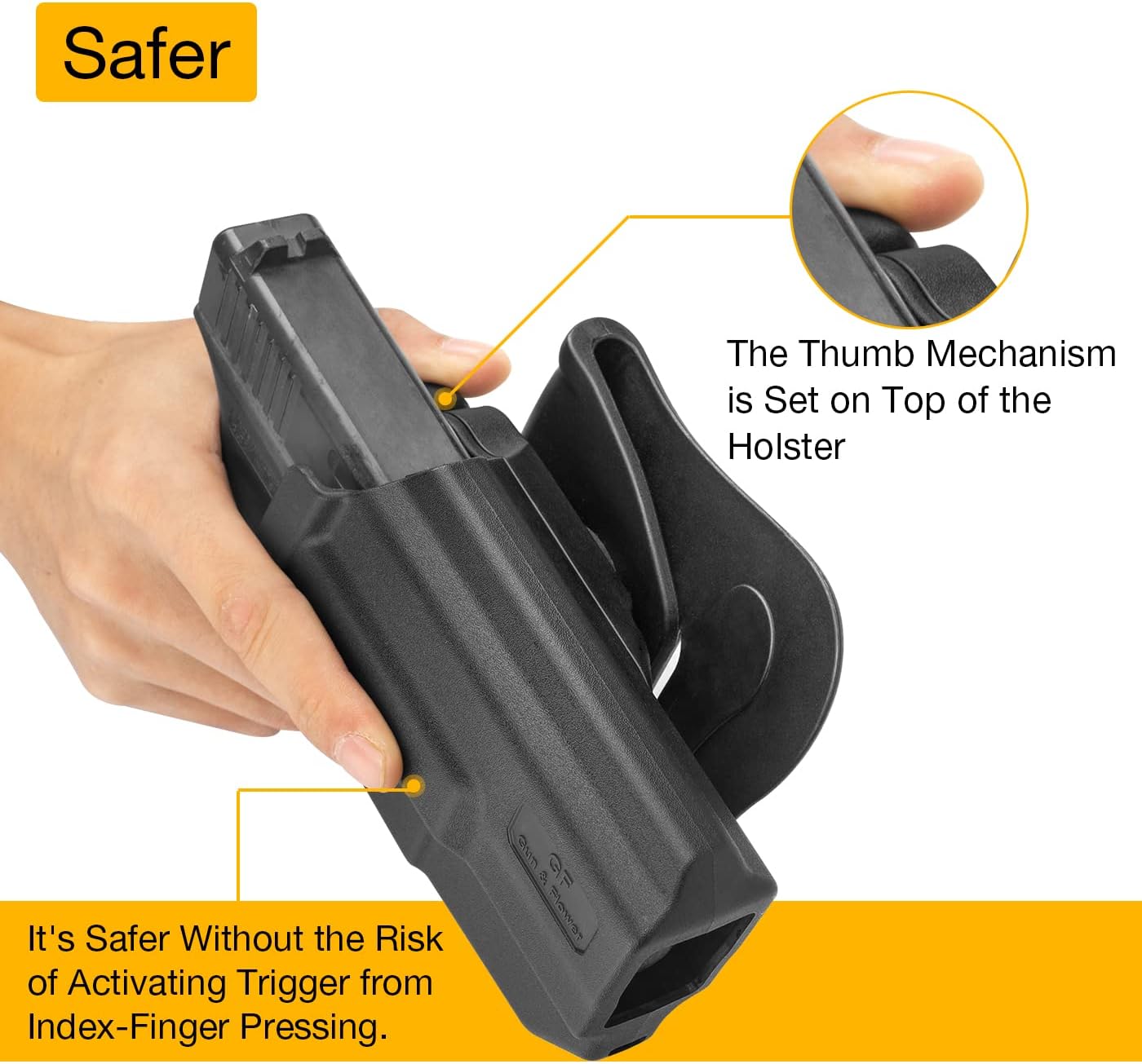 Funda G19, funda OWB compatible con Glock 19 19X 32 45 (Gen 3 4 5), Glock 23 (Gen 3 4), funda de transporte exterior de cintura con retención de