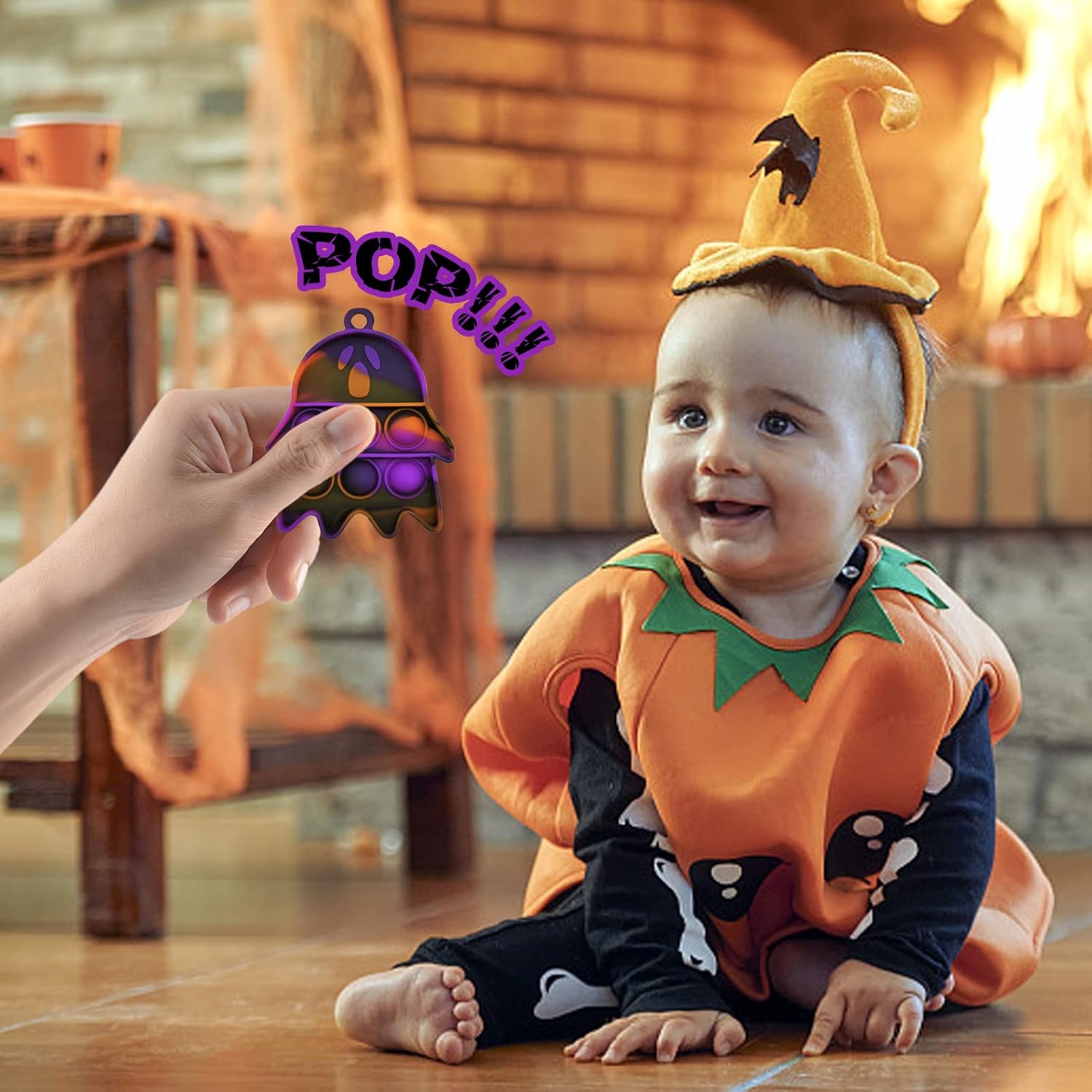 30 piezas de Halloween Pop It, recuerdos de fiesta de Halloween, mini llavero de juguete para la ansiedad, juguete para aliviar el estrés, bolsas de